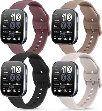 Vancle 4 Pack Bands for Amazfit Bip 6/Bip 5, GTR 4/ GTR 3/3 Pro/GTR 2/2e/GTR 47mm/Balance Watch Band Women Men, 22mm Sport Soft Silicone Adjustable Strap Pink/Succulent