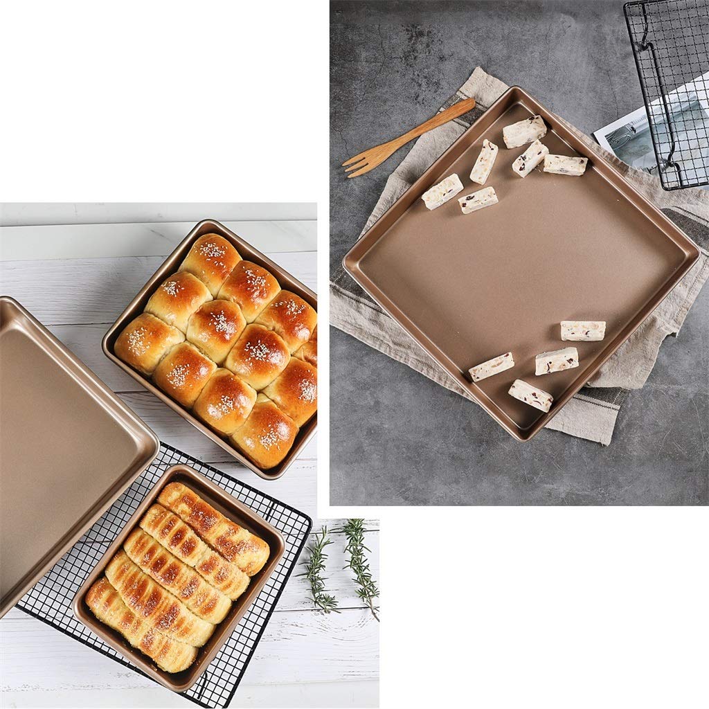 ZHANGXIAO Bandejas para Horno, Acero Carbono Horno Rollo De Pastel Mollete Rectángulo Un Pan Galletas Plato De Hornear No Pegajoso (tamaño : 50×30.5×3.5cm)