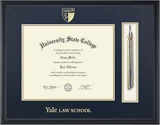 Yale University Law School 12.625" w x 10.313" h Tassel Diploma Frame - Fits a bachelor's, master's and phd - Gold Embossed Tassel & Cord Diploma Frame - Officially Licensed