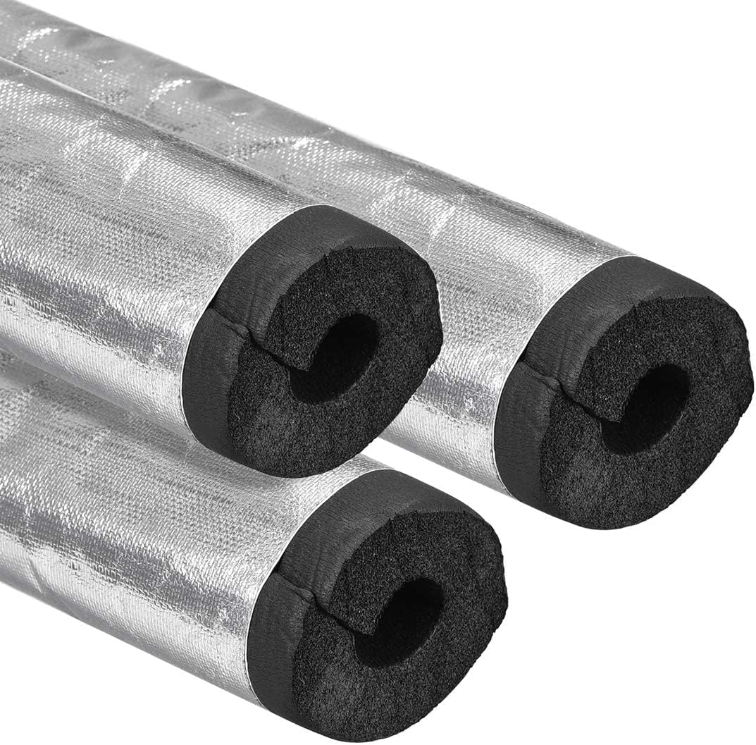 XYWHPGV Self Sealing Pipe Insulation Tubing, 1.06Inch ID x 0.79Inch Thickness x 3.12Ft Long, for Cold or Hot Pipes, Rubber Foam with Aluminum Foil, Black 3Pcs(30301 465a8 e03a8 1f591 cf3de aea56