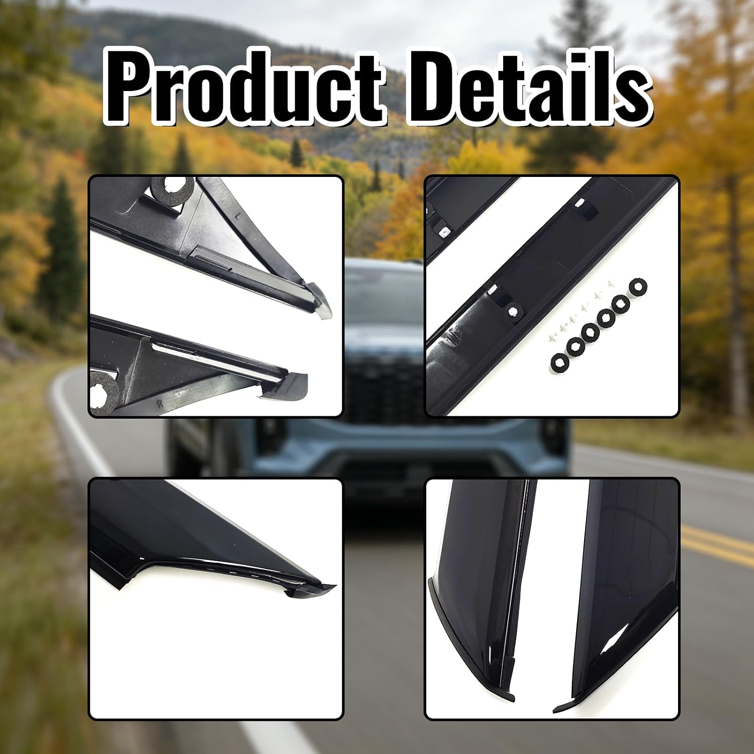 Door Pillar Trim Molding Window Trim Left & Right Front Windshield Side Garnish Outer Pillar Fit for Ford Explorer2020-2025 OE: LB5Z-7803145-AA LB5Z-7803144-AA