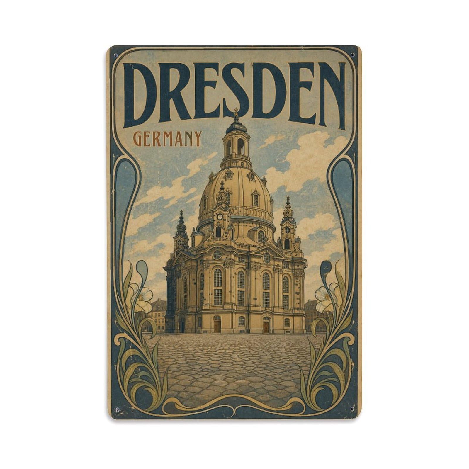 Vintage Travel Germany Dresden Metal Tin Sign Plaque Wall Decor for Cafe, Club Bar, Office, Garden Metal Poster 8x12Inch