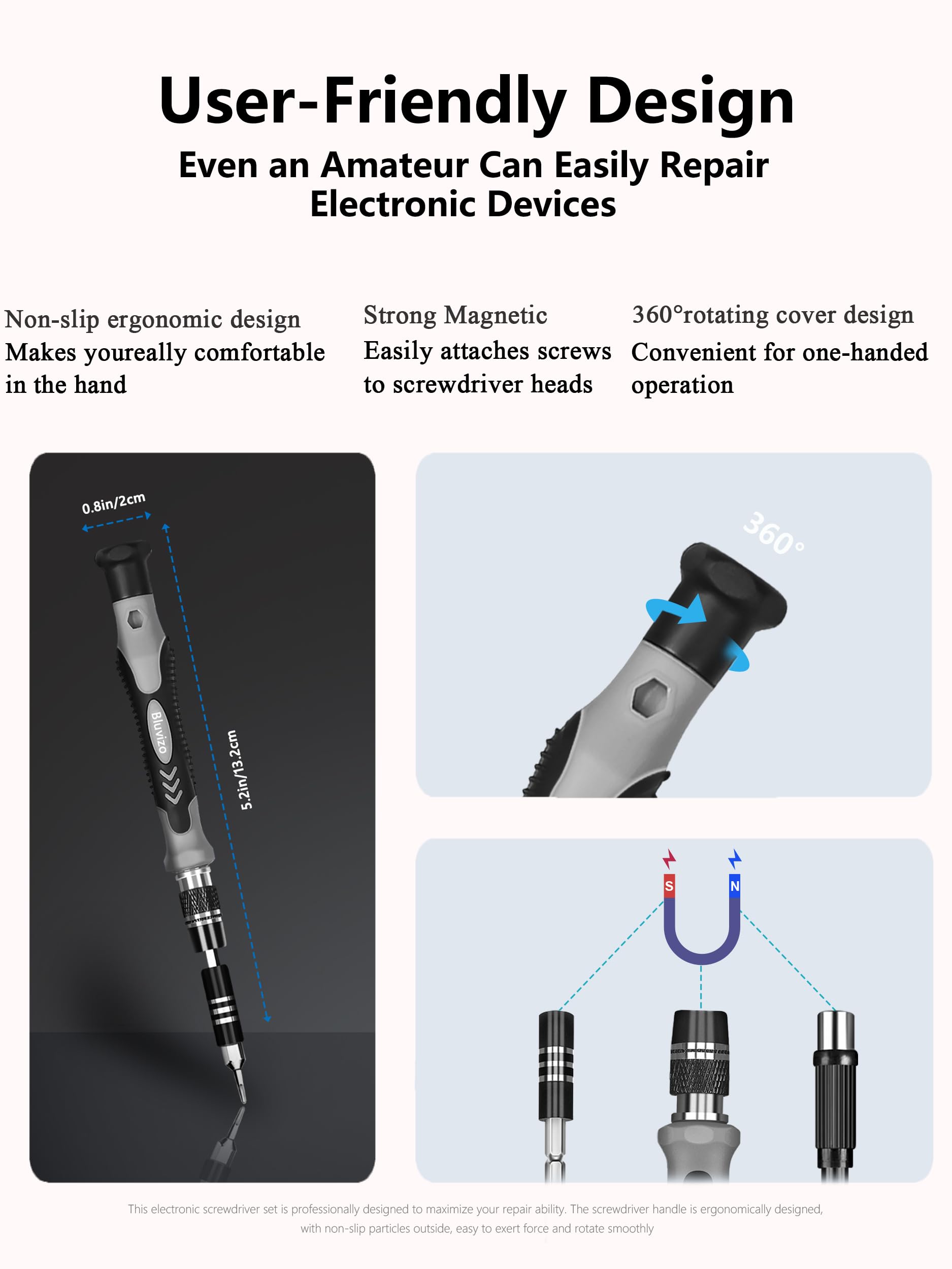 Precision Screwdriver Set Mini Kit: Bluvizo 122 in 1 Electronics Multi-Function Repair Tool Kit for PC Computer Laptop Phone Switch Xbox PS5 MacBook iPad with Torx Phillips Star - Image 3
