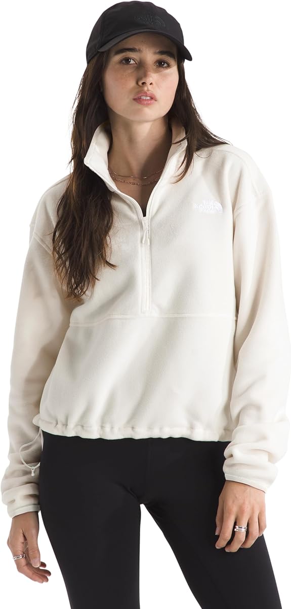 Chaqueta corta de forro polar Glacier con media cremallera para mujer | Jersey con bolsillos con cremallera y elástico en cuello, puños y dobladillo