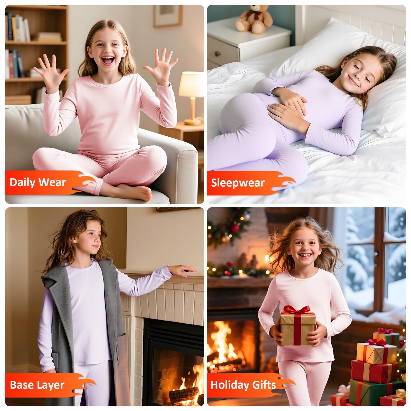 Biancheria Intima Termica Bambino, Set Intimo Termico Ragazzi Ragazze, Maglia e Pantaloni Foderato in Pile 2 Pezzi Abbigliamento Caldo per Sport Sci Autunno Inverno 7-13 Anni