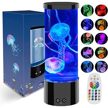 AONESY LED Jellyfish Lamp 17 Colours Jellyfish Lamp Lava Lamp Aquarium Auallen Jellyfish Lamp Children with Remote Control Jellyfish Lamp Aquarium Decoration Mood Light Black [Energy Class G]