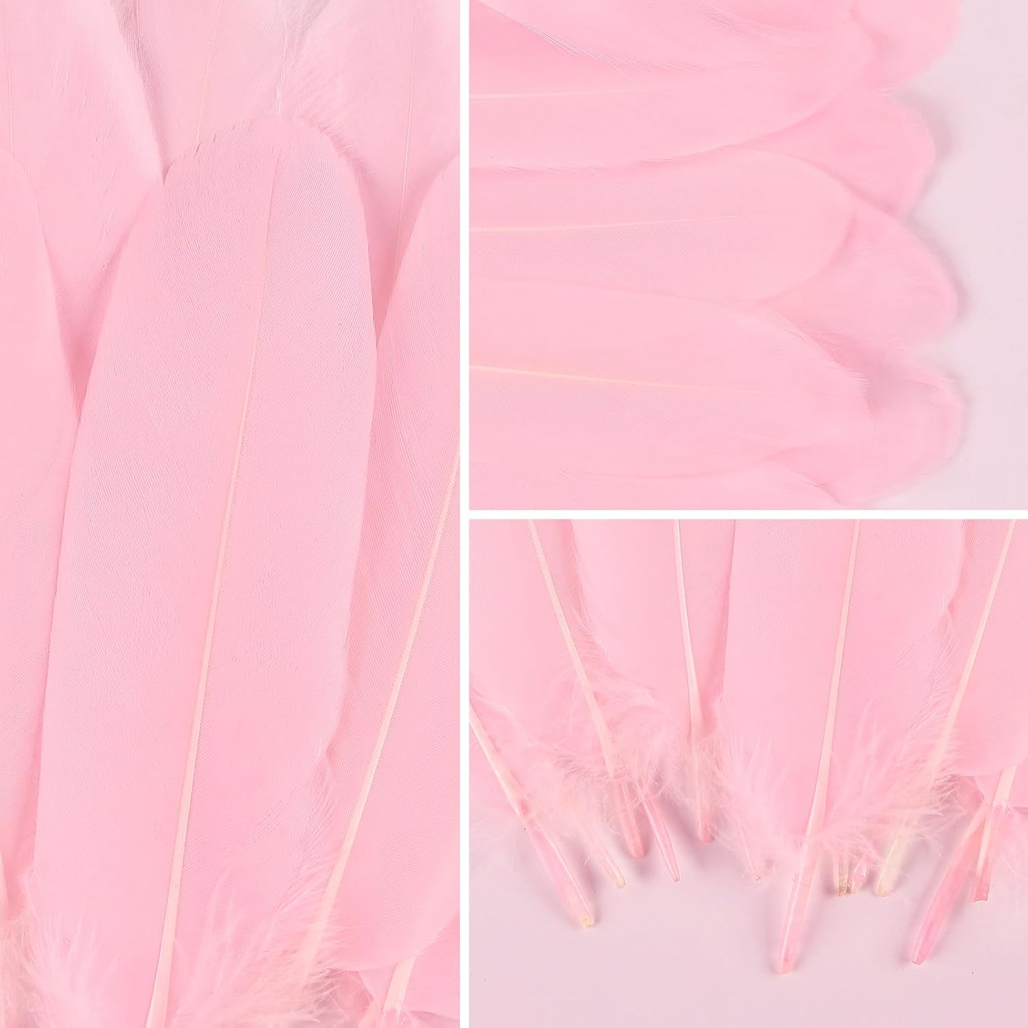MAOFENG 150pcs 5-7 Inches Natural Goose Feathers Bulk DIY Crafts Feathers for Wedding Party Halloween Clothing Accessories,Pink