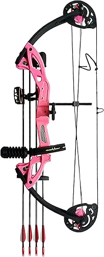 Miniatura 40 de Equipo de caza y tiro con arco compuesto para principiantes y jóvenes diestros o zurdos; longitud de apertura de 19 a 28 pulgadas; peso de potencia
