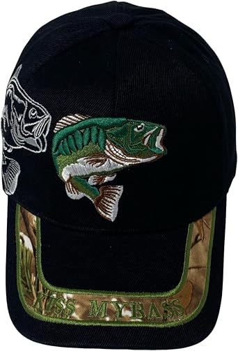 Unisex Embroidered Casual Kiss My Bass Fish Design Baseball Cap Adjustable Outdoor Dad Hat