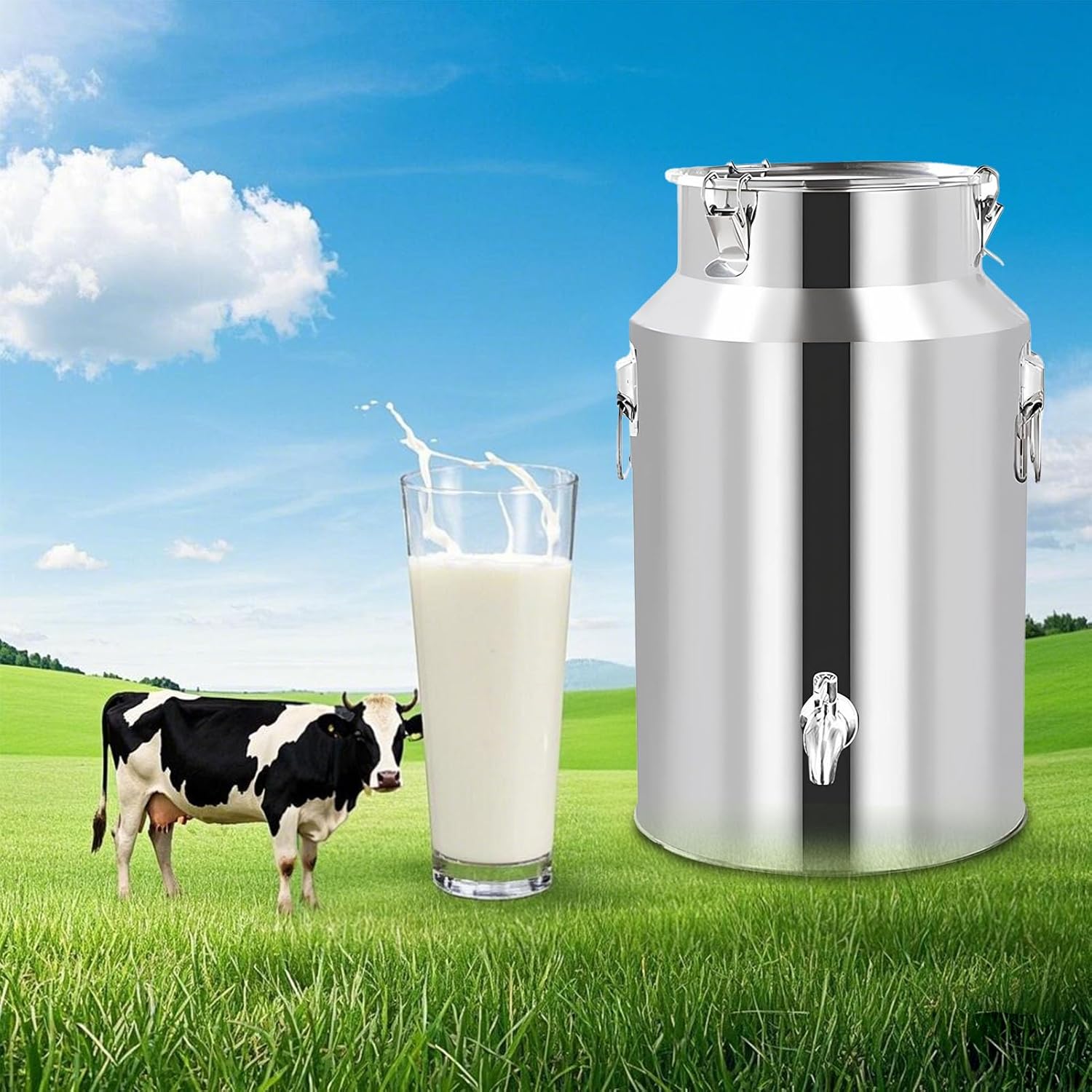 Airtight Stainless Steel Milk Can - Heavy Duty 5L/9L/14L/18L/22L/24L/28L Liquid Storage Container for Tea, Oil, Wine & More - Perfect for Home & Kitchen Use