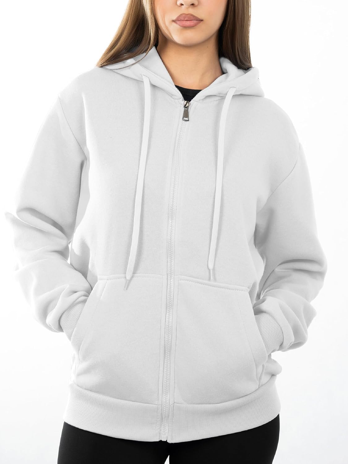 Oversized Zip Up Hoodie for Women, Soft Fleece Cotton Blend, Cozy Full Zip Sweatshirt - Image 2