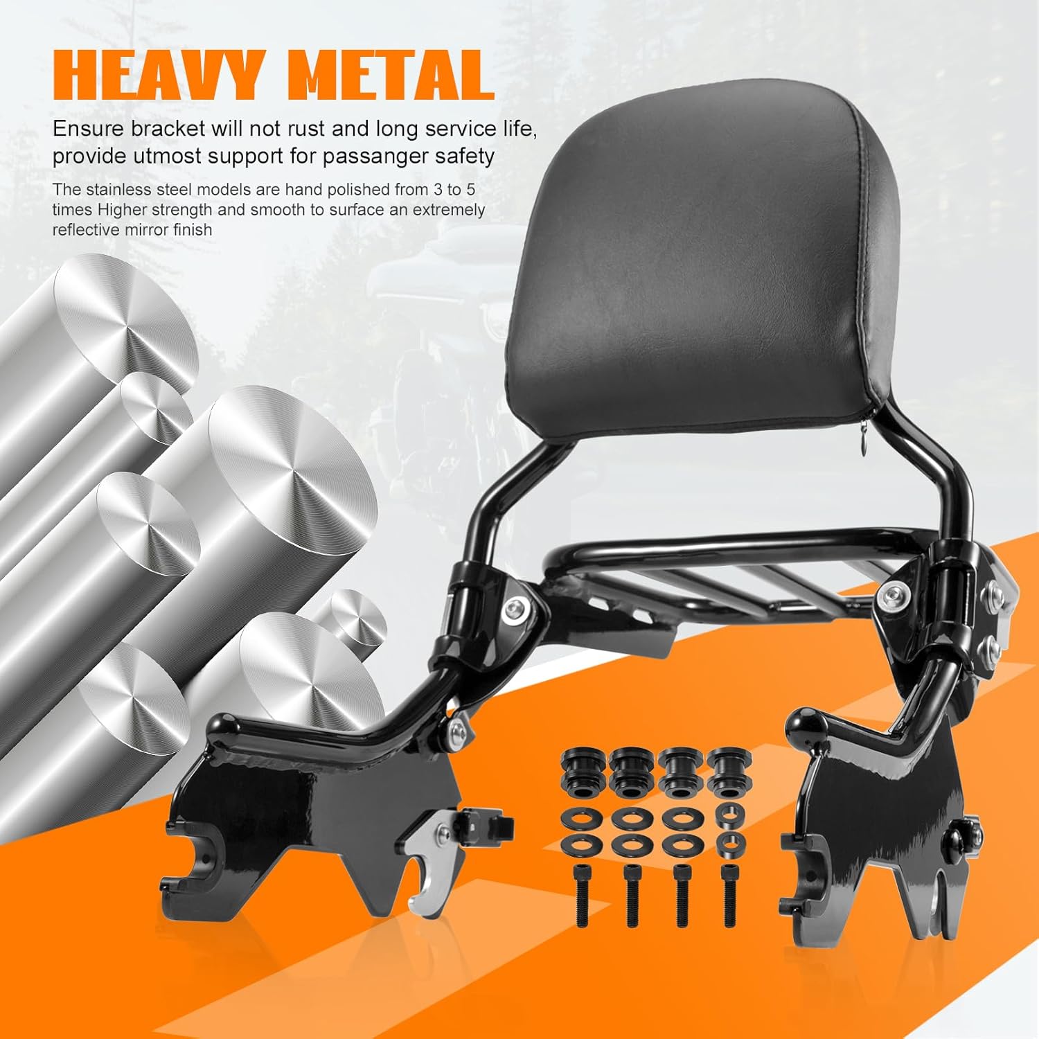 Holdfast Sissy Bar Upright for FLDE, FLHC, FLHCS, FLSL, FXBB, FXST, FLI Detachable Passenger Backrest w/Sport Luggage Rack w/Docking Hardware Fit Softail Deluxe Street Bob Heritage 2018-Up