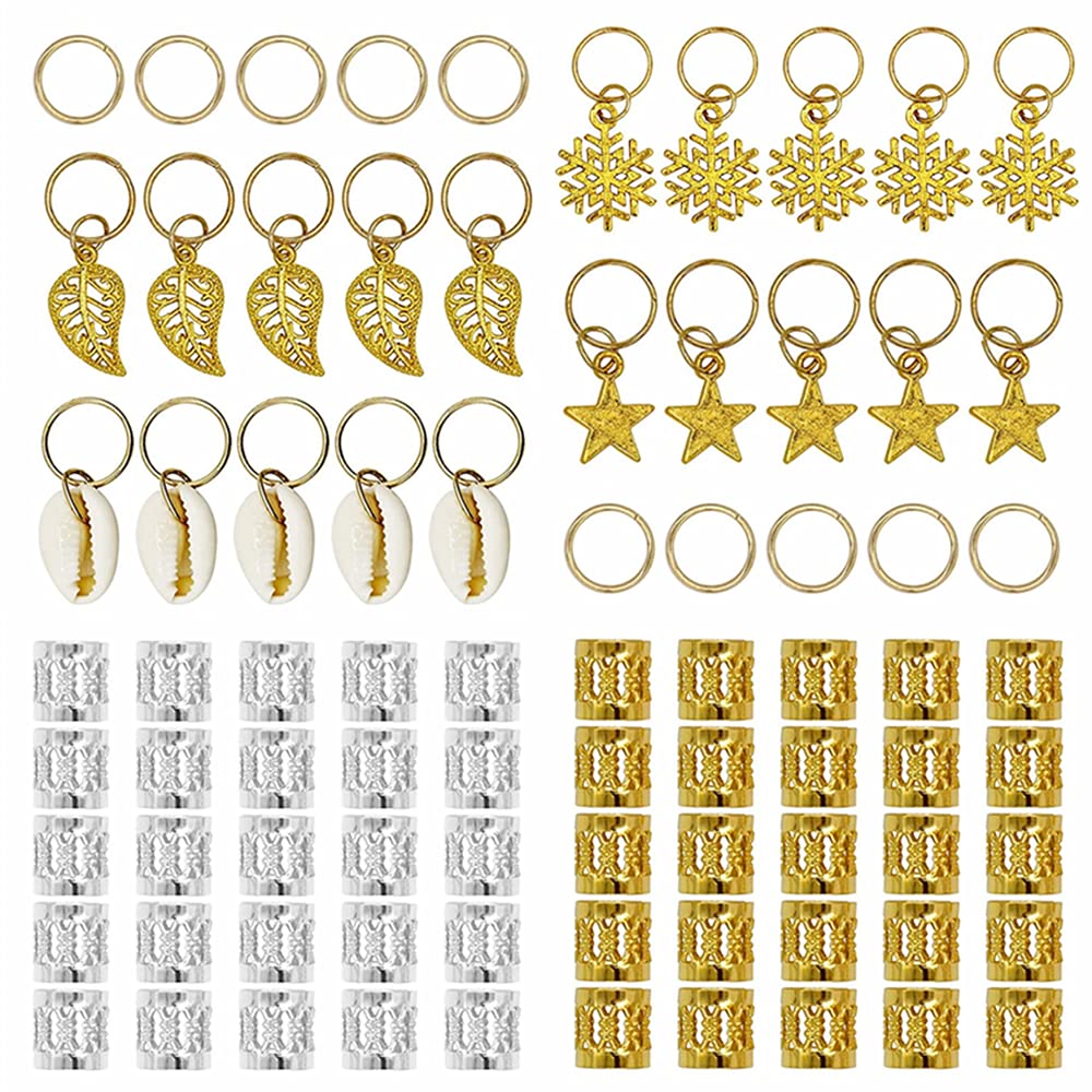 80 Pcs Hair Braid Rings Metal Hair Cuffs Accessories Dreadlocks RingsHair Loop Clips Hair Charms Pendant Rings