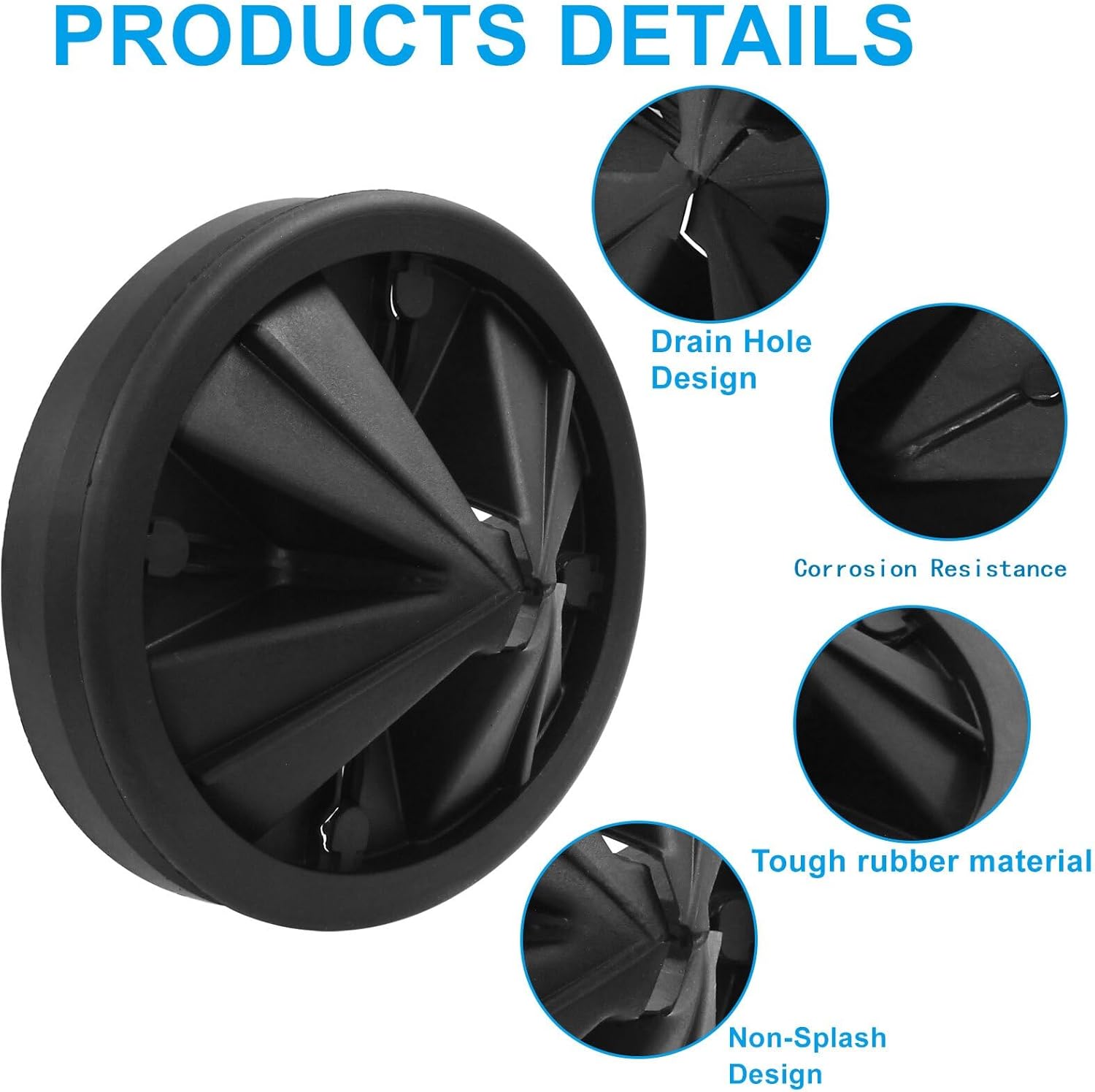 2Pcs Black Garbage Disposal Splash Guards 87mm/ 3 3/8" Multi-Function Sink Baffle Drain Cover Garbage Disposal Rubber Drain Insert for Waste King and Whirlaway (Style 1)