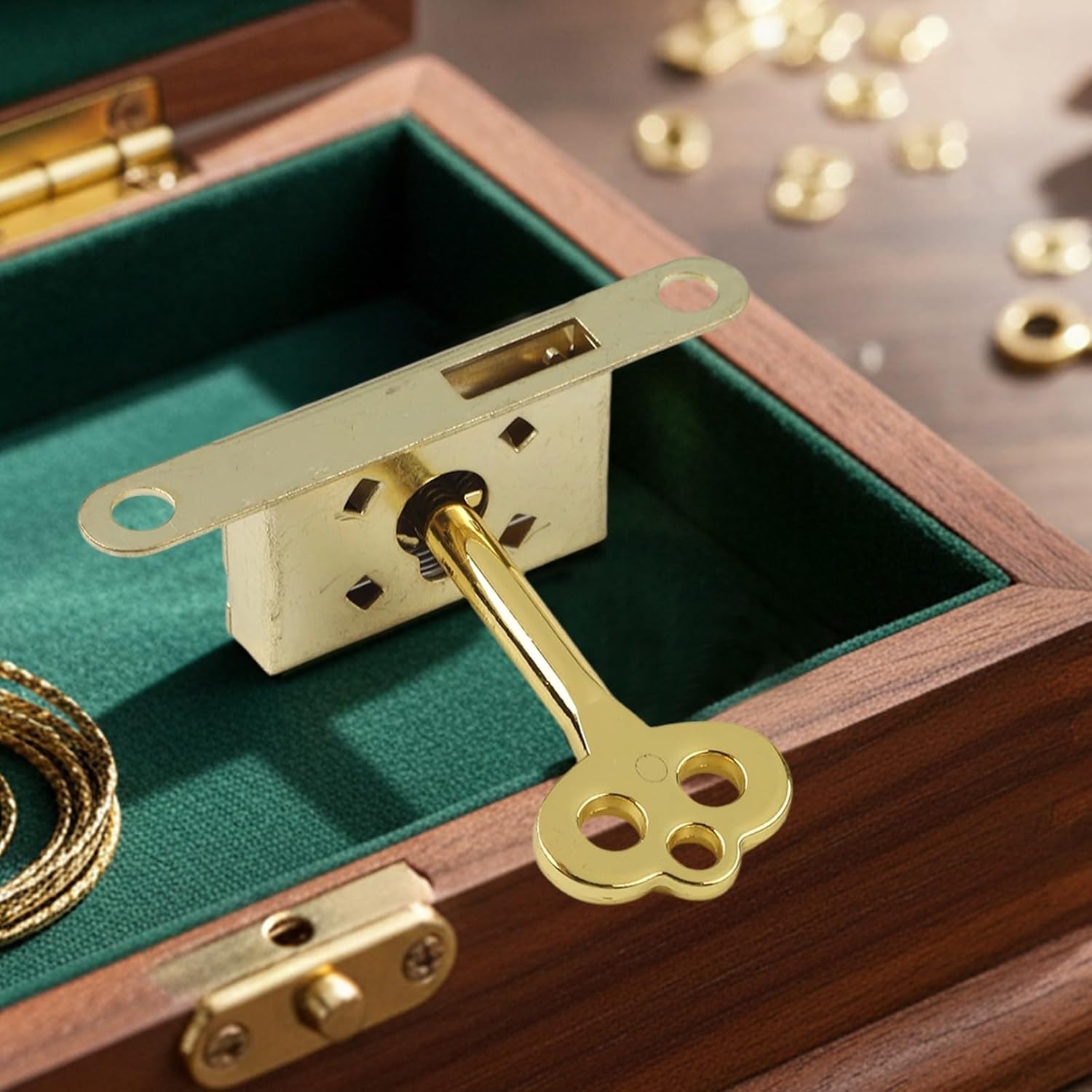 Cherish Your Treasures With Elegant Lock Set,Featuring 3 Antique Style Cabinets (Gold)