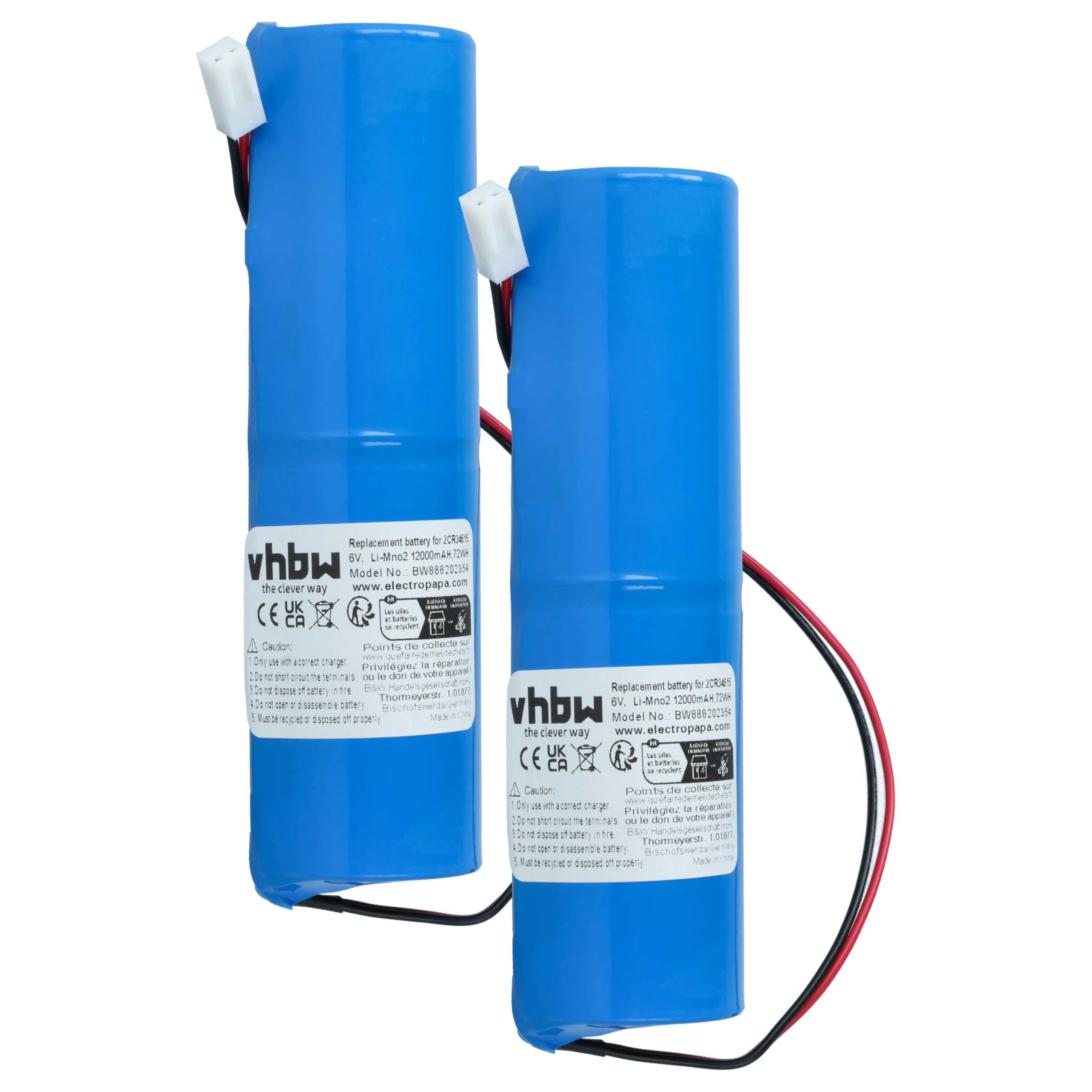 vhbw 2X Batterie kompatibel mit Jablotron JA-180A | JA-80A Alarmanlage, Alarmsystem (12000 mAh, 6 V, Li-MnO2)