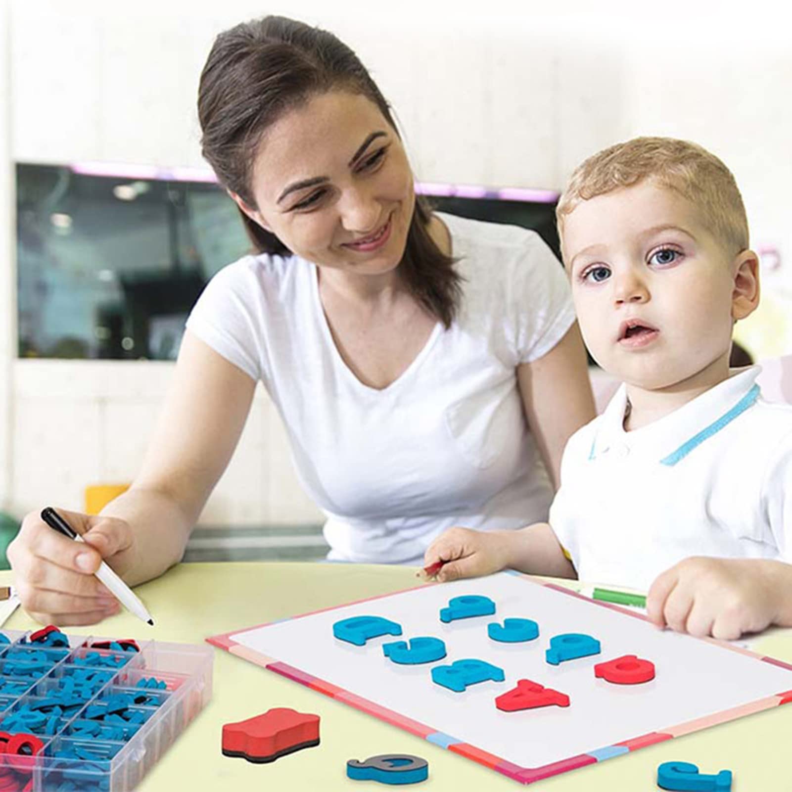Zestaw Magnetycznych Liter 238 Elementów, Zabawka Edukacyjna z Dwustronną Tablicą Magnetyczną