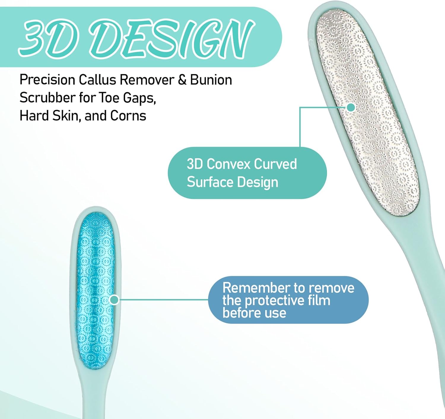 2Pcs Toe Cleaning Brush Mini Foot File Precision Callus Bunion Scrubber Callus Remover Tool Foot Rasp Feet File Brush Between Toes Cleaner for Toe Hard Skin Wet Dry in Shower