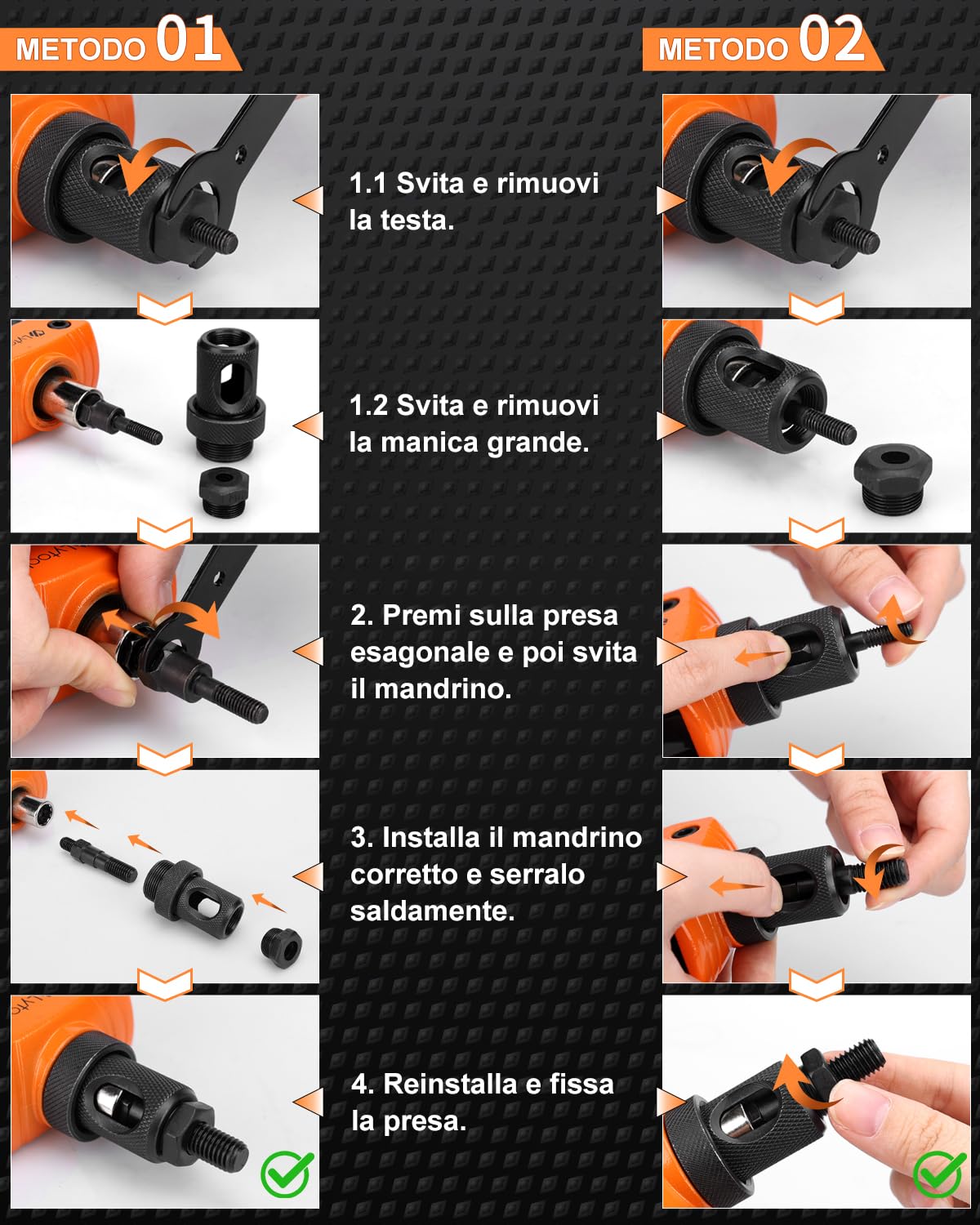 Lytool Rivettatrice per Inserti Filettati 14‘’,Rivettatrice Filettati Manuale 6 Mandrini Metrici e 205 Dadi per Rivetti(M3-M4-M5-M6-M8-M10),Custodia da Trasporto Pesante, Chiave, 2 Perni di Bloccaggio
