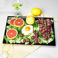Vista 7 de Supernal Paquete de 12 bandejas de plástico negro para servir, bandejas de plástico de 15 x 10 pulgadas, bandeja de plástico de comida rápida