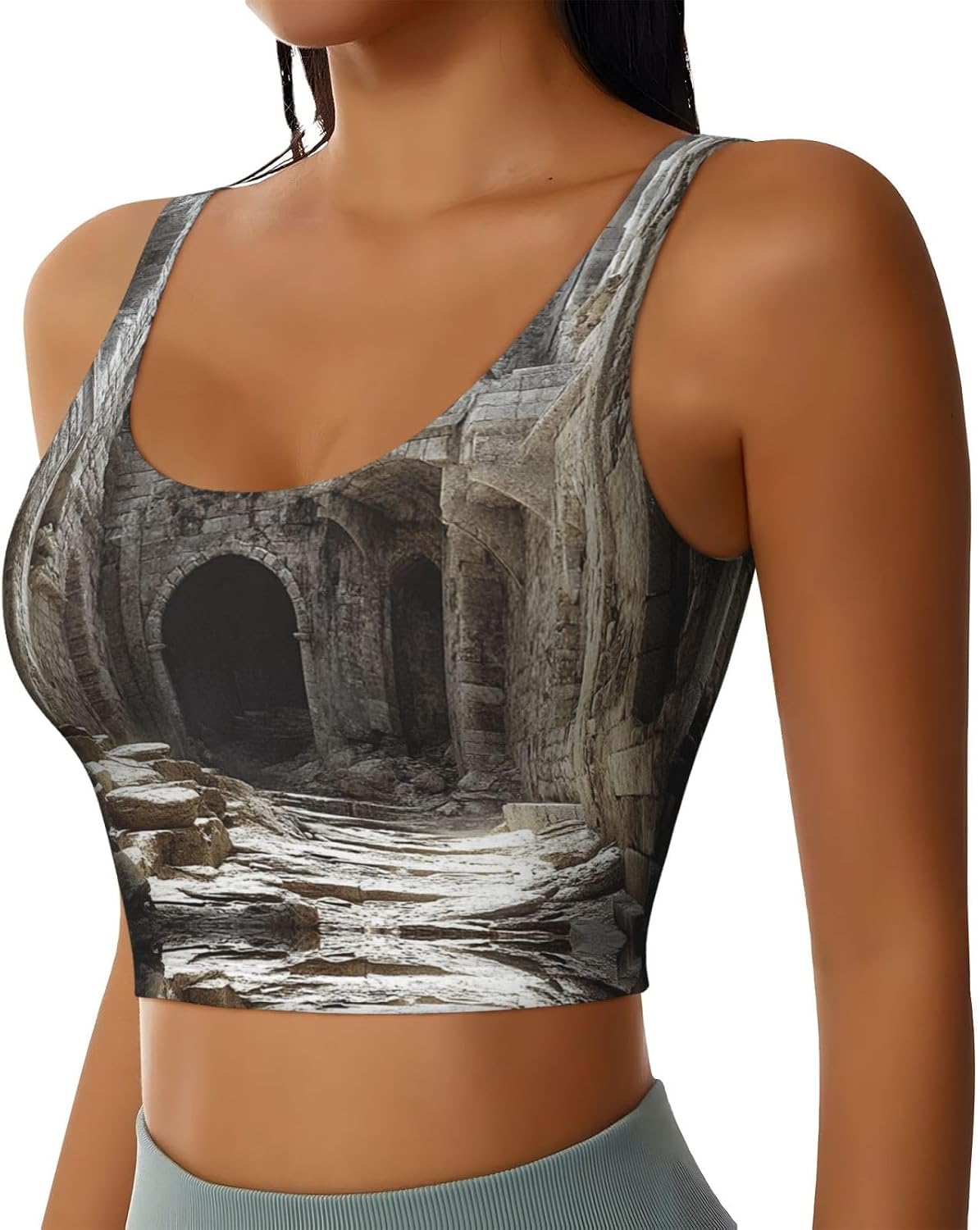 A Dilapidated Monastery Women's Sports Bras - High Support Workout Tops for Women