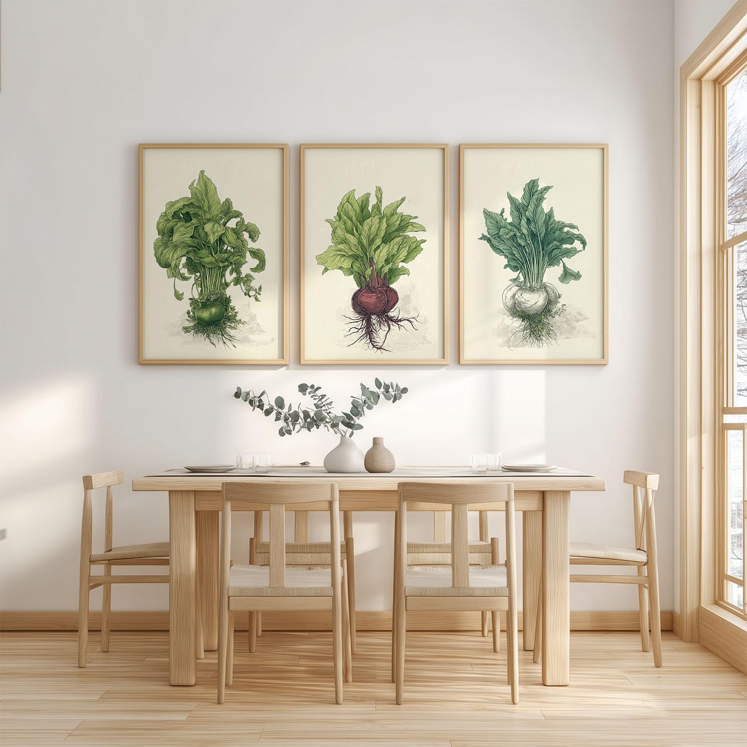 Générique Zestaw 3 obrazów do dekoracji ścian, rośliny, 40 x 60 cm każdy, nowoczesna i lekka sztuka ścienna do salonu, sypialni, wejścia lub biura, bez ramki plakat ścienny, szałwia zielone rośliny