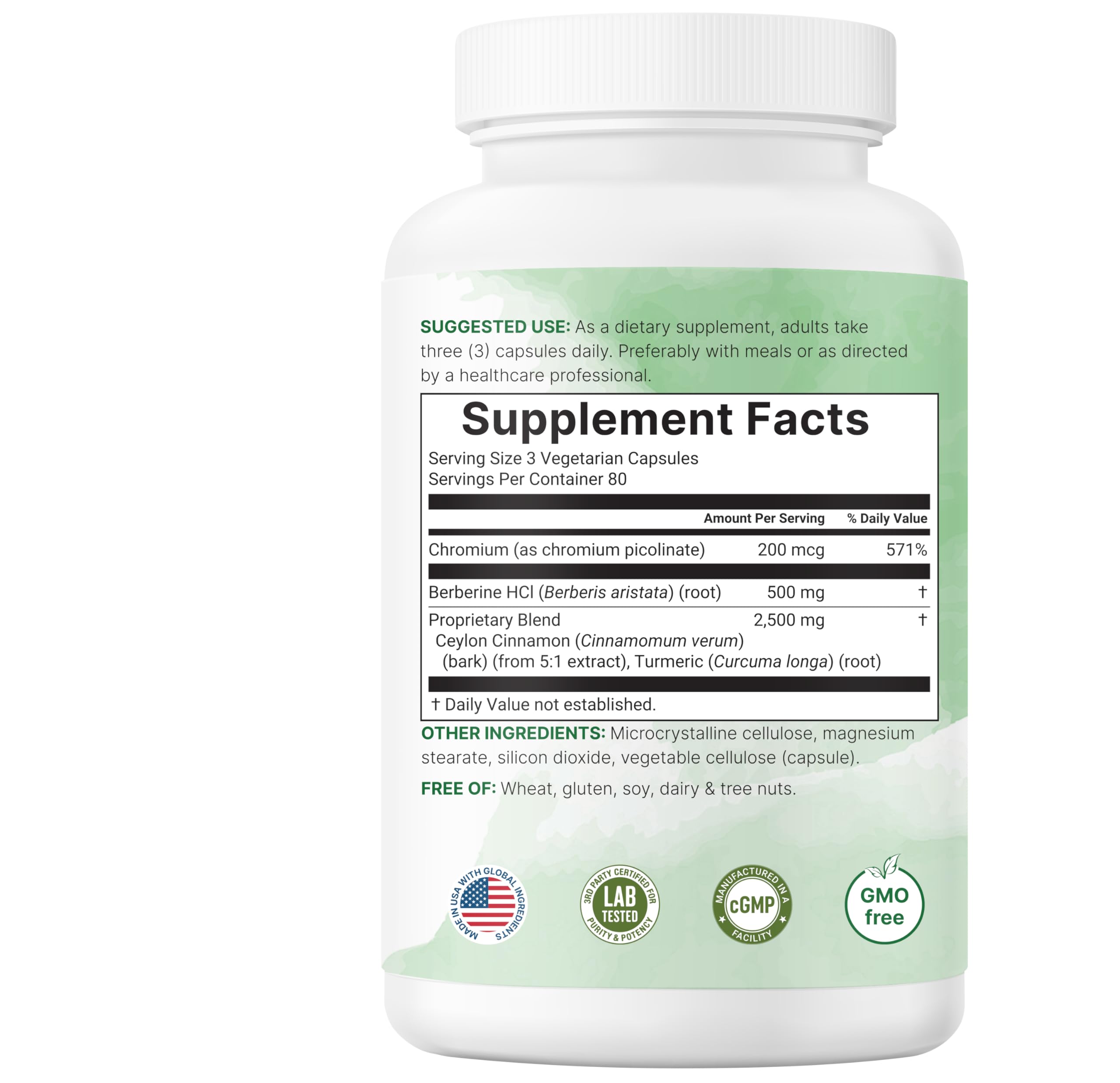 Berberine Complex 3000mg with Ceylon Cinnamon, 240 Veggie Capsules — Amazon image 6