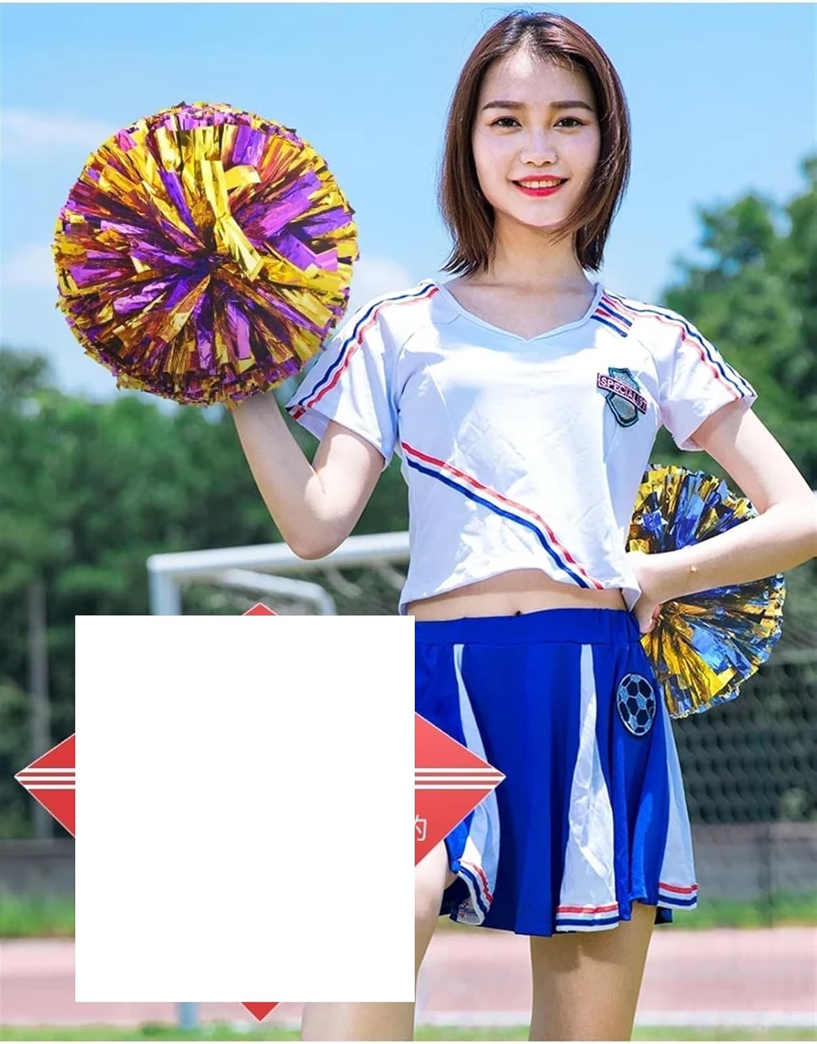 Dance Cheerleading Pompoms, Cheerleading Pom Poms Multicolor 28cm 2 Pcs