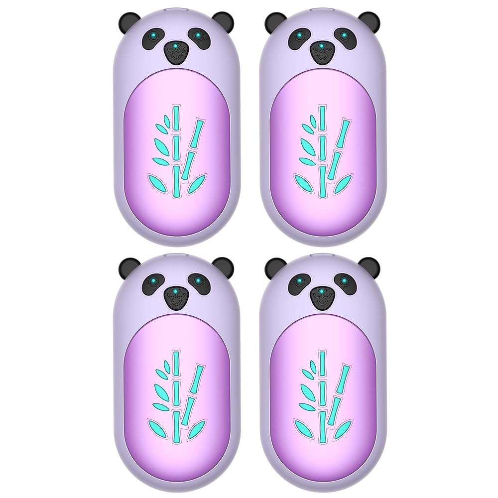Hand Warmers Rechargeable 4 Pack, 6000mAh Electric Hand Warmer Reusable, 20Hrs Long Heating, Portable Pocket Heater Handwarmer for Women Men, Outdoor Camping, Hunting Gear (4 Pack 716-Purple)