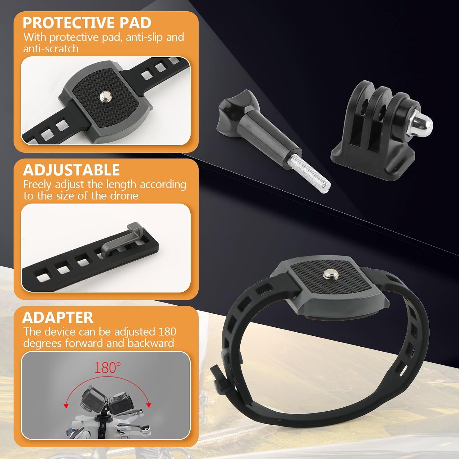 Expansion Bracket for DJI Air 3 /AIR 2/AIR 2S/ 3S Camera Mount Strobe Light Holder with Adapter Drone Accessories Compatible with Go Pro Sports Cameras