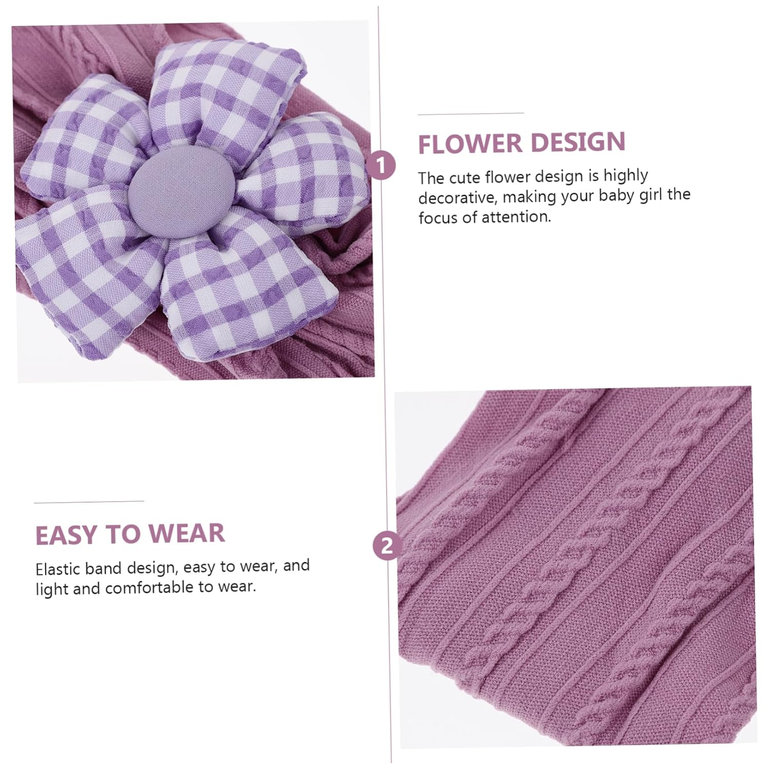 6 Pcs Cotton Flower Headbands for Newborn Baby Girls Xmas
