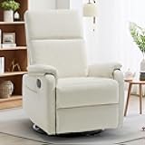 Recliner Chairs, Swivel Rocking Recliner Chair for Adults, Glider Rocking Chair, Small Nursery Recliner for Living Room, Reclining with Modern-Designed Armrests, Chenille, Beige