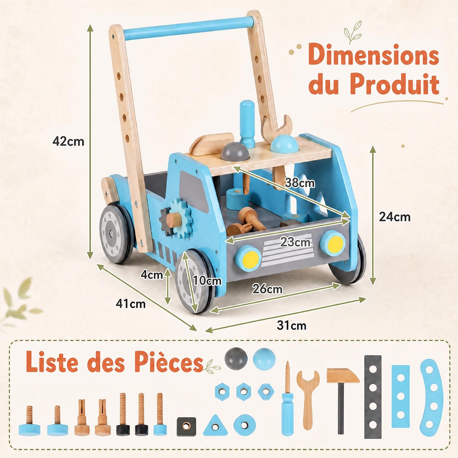 RELAX4LIFE Chariot de Marche Bébé 2-EN-1, Jouet d'Éveil Montessori Camion