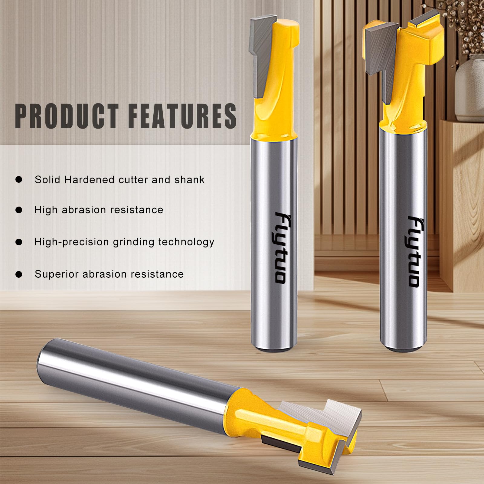 Keyhole Router Bits Set - 3 Pieces, Carbide Blades -4
