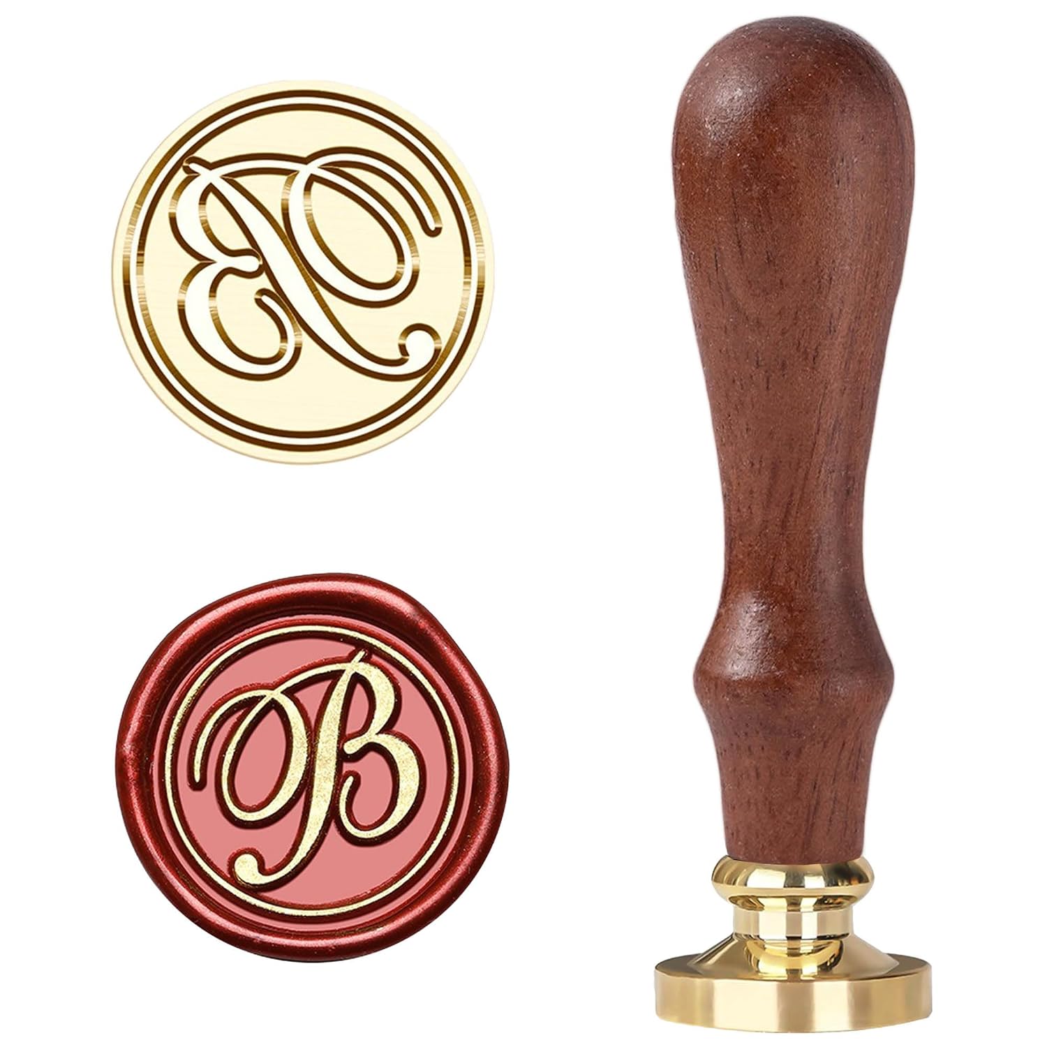 Wax Seal Stamp Alphabet Kit - Personalized Initial Stamp & Vintage Design Sealer Letters, Monogram Stamps for Envelopes, Holiday Sealing Wax (Initial B)