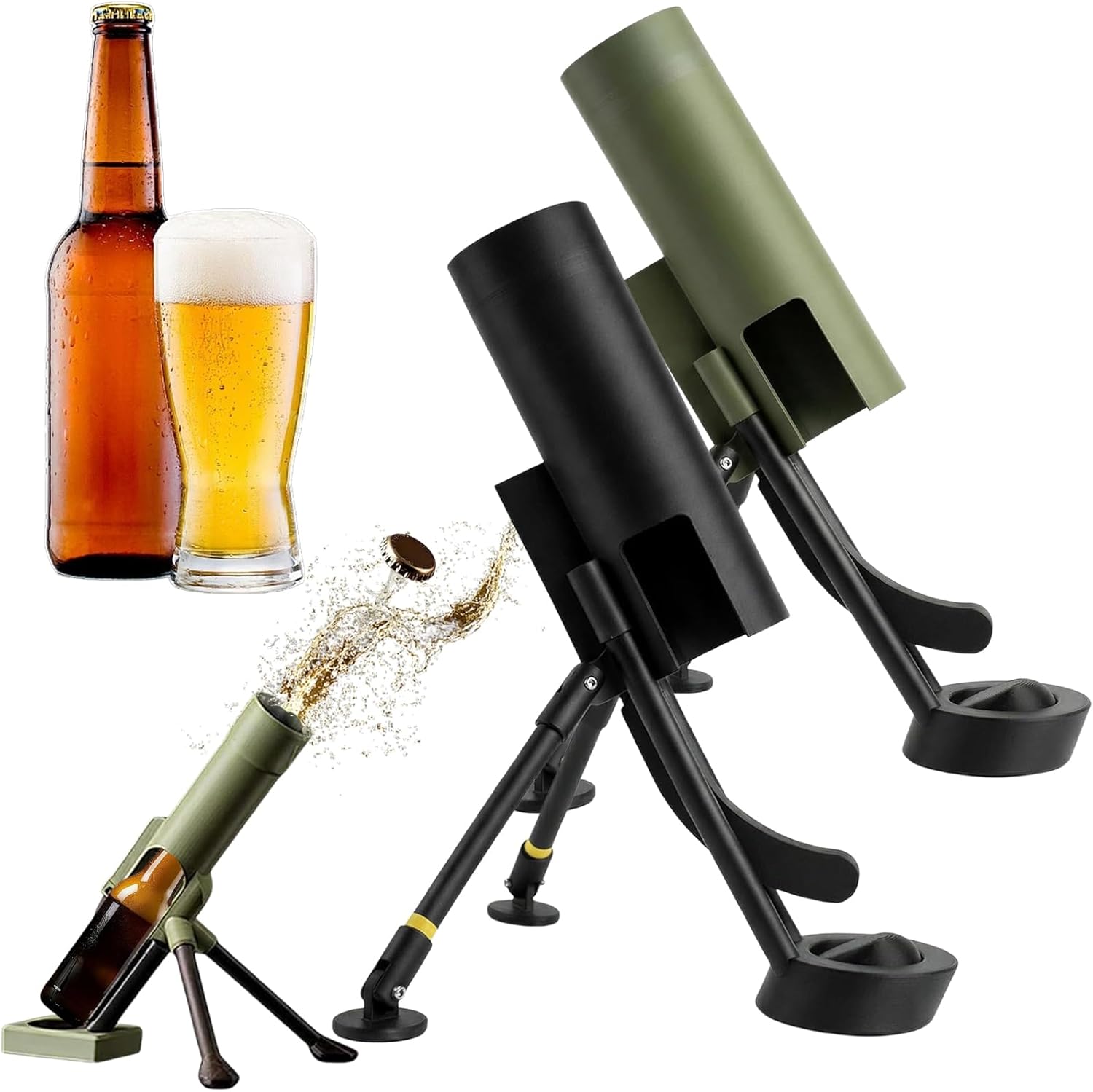51mm Beer Bottle Mortar Bottle Opener, Mortar Beer Bottle Opener, Hands-Free Push Down Opener, Funny Beer Bottles Opener for Bars, Desks, Shelves (2 Pcs Mix-C)