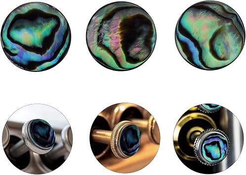 TOPBATHY 3PCS Small Colored Abalone Shell Inlay Finger Buttons for Trumpet Replacement Caps Instrument Valve Accessories Set