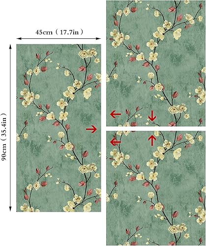 Miniatura 7 de Ohmywor Papel tapiz floral para despegar y pegar, 17.7 x 118 pulgadas, papel de contacto floral, papel tapiz decorativo extraíble autoadhesivo,