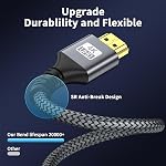 4k Câble Hdmi 50ft Ultra Haute vitesse HDMI 2.0 Câble 4K@60HZ 3D ARC Retour vidéo audio Ethernet avec connecteur plaqué or HDMI Cord pour UHD TV Surveillez la Xbox de l'ordinateur portable PS4/PS5 Roku TV ect.(Silvery)