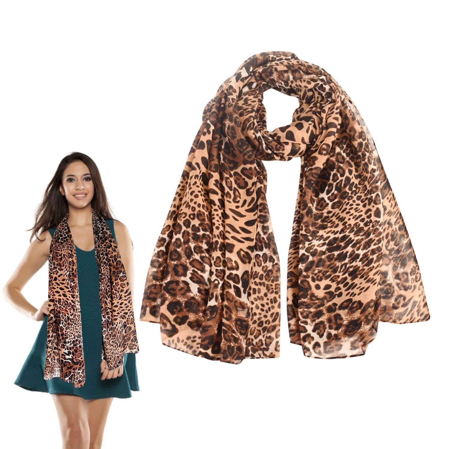 1 Piece Of Leopard Print Scarf, Retro Personality Scarf, Ladies Shawl, Clothing Accessories, Thin And Soft Scarf.