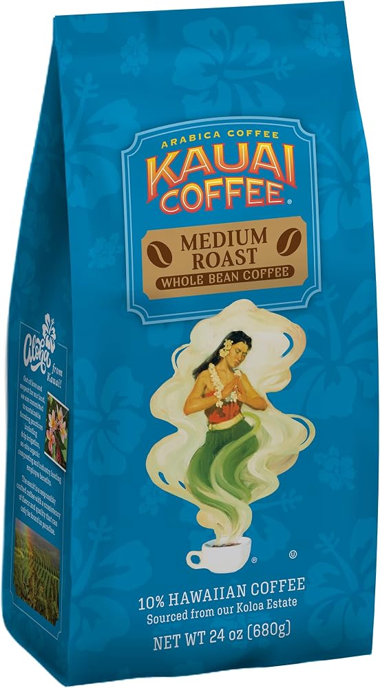 Kauai Coffee Koloa Estate Medium Roast - Whole Bean Coffee, 24 oz. Package