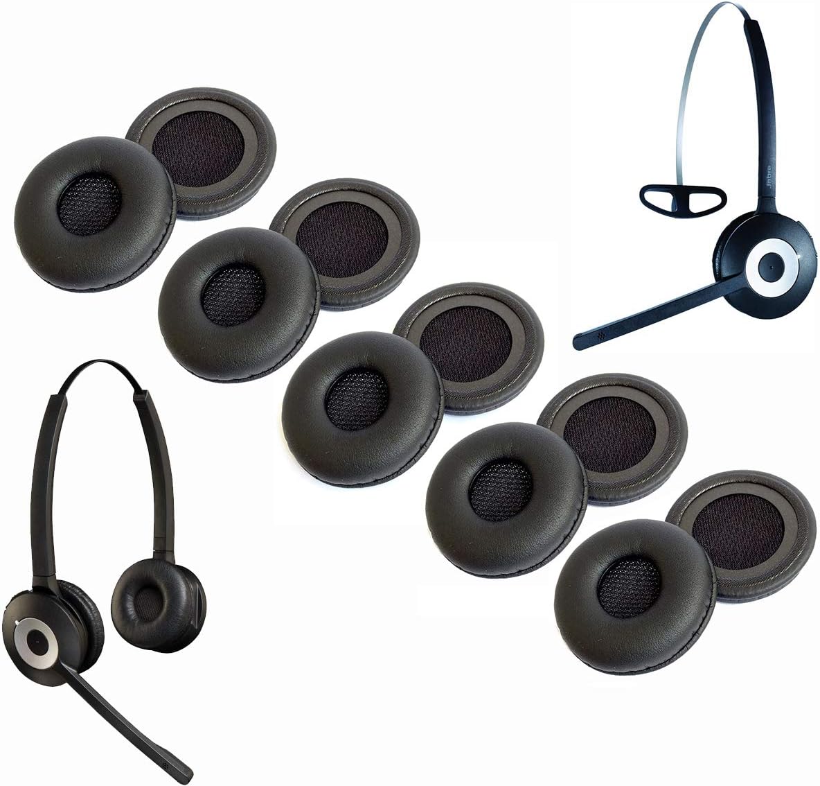 Earpads Compatible with Jabra Pro 920 925 930 935 9450 9460 MS Series Wireless Headphones Repair Parts (10 Piece Pack)