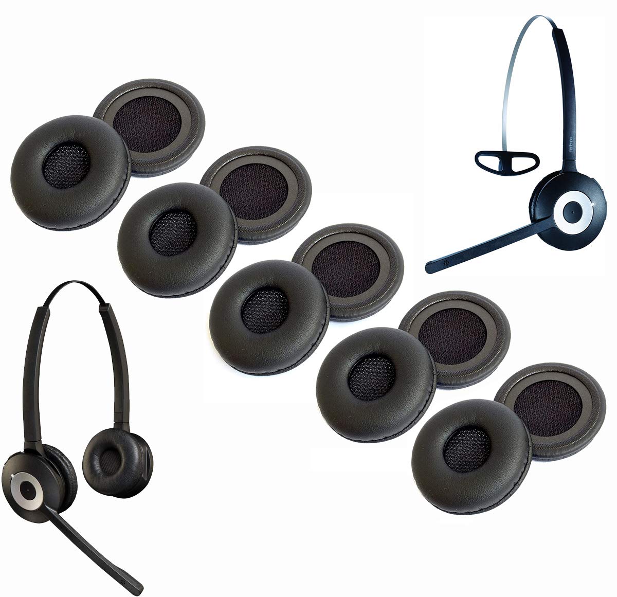 Coussinets De Rechange En Simili Cuir Noir Pour Casque Jabra Connect 4h HSC140 - Paire De Pads Confortables Et Respirants