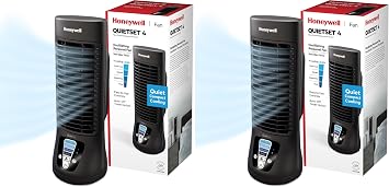 Honeywell QuietSet Personal Table Fan, Oscillating Personal Desk Fan For Bedroom with Quiet Operation, 4 Levels of Power and Sound, Black, HTF210B (Pack of 2)