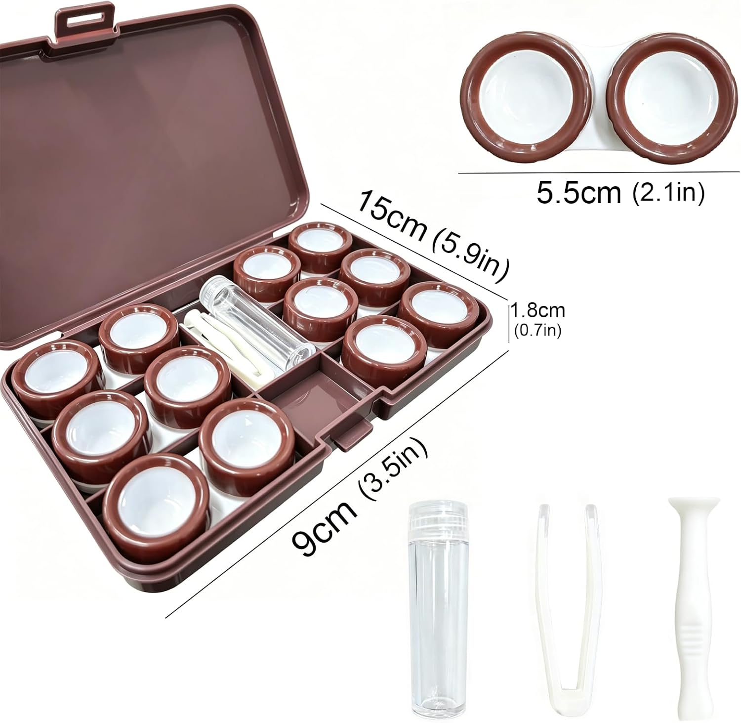 Contact Lens Case with 6pcs Solution Soaking Cases | Portable Contact Cases Kit with Lens Remover Tool Tweezers Solution Bottle, Contacts Lenses Storage Container for Traveling