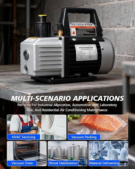 3 CFM 1/4 HP Vacuum Pump, Single Stage HVAC AC Vacuum Pump