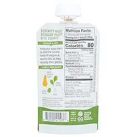 Serenity Kids 6+ Months USDA Organic Veggie Puree Baby Food Pouches | No Sugary Fruits or Added Sugar | Allergen Free | 3.5 Ounce BPA-Free Pouch | Butternut Squash & Spinach | 1 Count