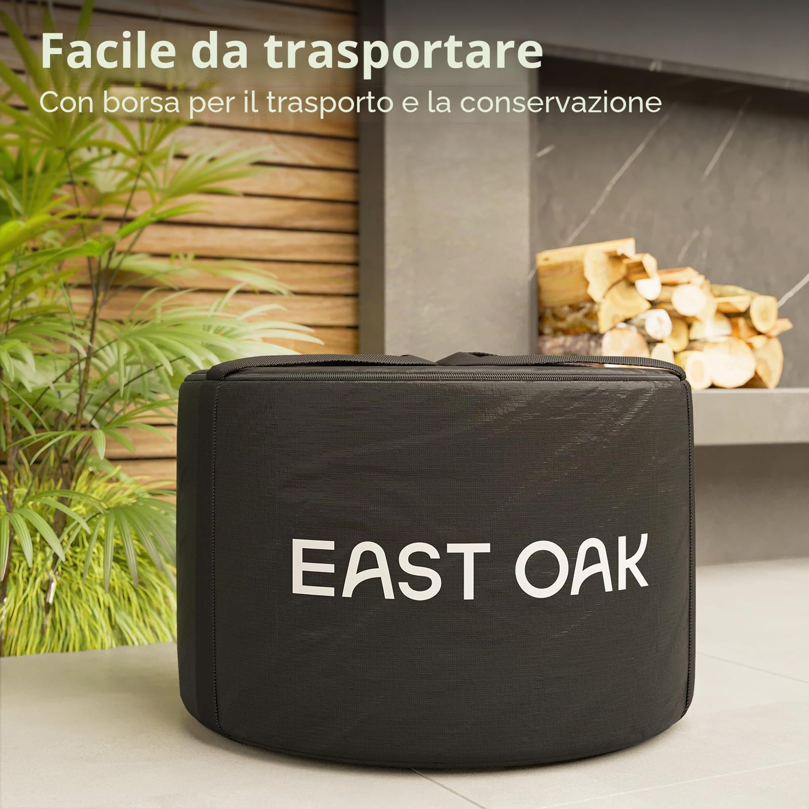 EAST OAK Braciere da Giardino o Esterno 53cm Senza Fumo, Braciere da Esterni a Acciaio Inox 304, Bracere Portatile da Campeggio, Stufa a Legna & Pellet, Posacenere Rimovibile, con Borsa di Trasporto