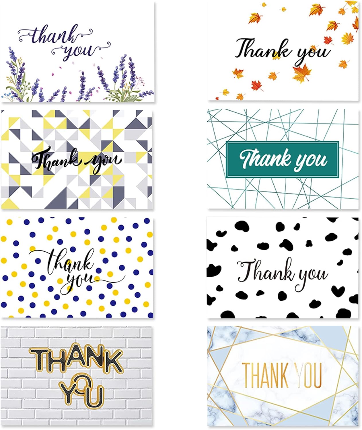 (48Pack) Wedding Thank You Cards Set including Envelopes