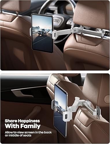 Miniatura 10 de Lamicall Soporte para tablet con reposacabezas de automóvil, brazo de extensión 3 en 1, soporte ajustable para asiento trasero, artículos esenciales